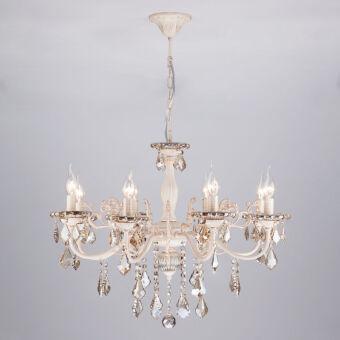 Подвесная люстра Eurosvet 3281/8 белый с золотом/тонированный хрусталь Strot