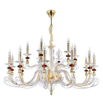 Подвесная люстра Crystal Lux CATARINA SP12+6 GOLD/TRANSPARENT-COGNAC