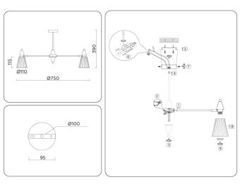 Люстра на штанге Ambrella Light LH58116