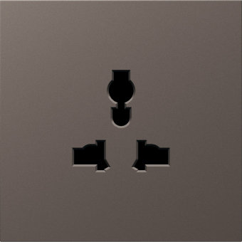 Накладка для розетки мультистандарт, со шторками 16A 250 В~, мокко, серия S08