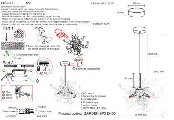 Подвесная люстра Crystal Lux GARDEN SP3 D400 CHROME