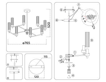 Люстра на штанге Ambrella Light LH55152