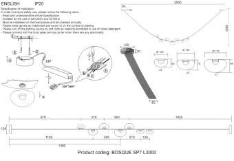 Подвесной светильник Crystal Lux BOSQUE SP7 L3000 GREY/TRANSPARENT