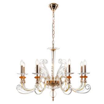 Подвесная люстра Crystal Lux CATARINA SP8 V2 GOLD/TRANSPARENT-COGNAC