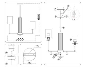 Люстра на штанге Ambrella Light LH56215