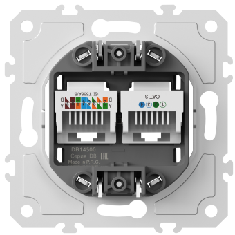 Механизм розетки RJ11 + RJ45 (двойная) cat.3/5e/ClassE-4/8, серия DB
