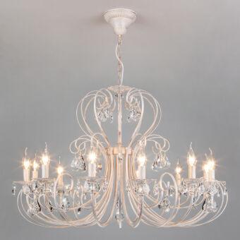 Подвесная люстра Eurosvet 3305/12 белый с золотом/прозрачный хрусталь Strots