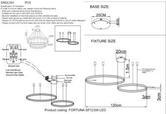 Подвесной светильник Crystal Lux FORTUNA SP123W LED GOLD