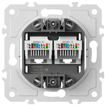 Механизм розетки RJ45 + RJ45 (двойная) cat.5/ClassE-8/8, серия DB