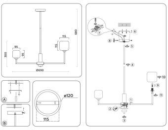 Люстра на штанге Ambrella Light LH53015