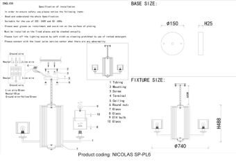 Подвесная люстра Crystal Lux NICOLAS SP-PL6 GOLD/WHITE
