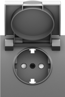 Накладка для розетки Schuko с заземлением, с крышкой, 16A 250 В~, серый графит, серия S08