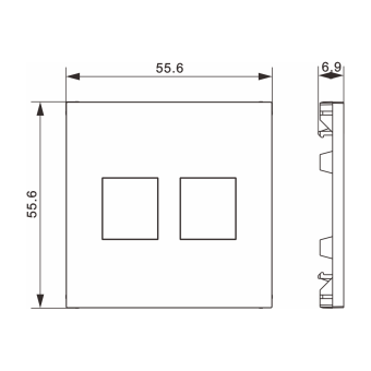 Накладка 2-я для розеток RJ45, TV, SAT, матовый карбон, серия A07