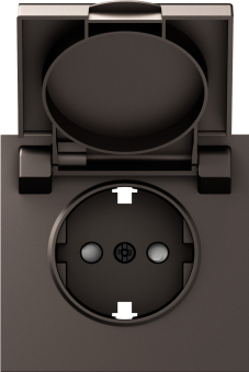 Накладка для розетки Schuko с заземлением, с крышкой, 16A 250 В~, мокко, серия S08