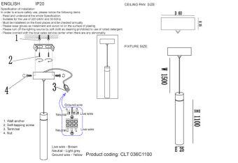 Подвесной светильник Crystal Lux CLT 036C1100 WH