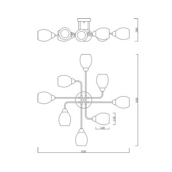 Накладная люстра Escada 1132/8P Gold