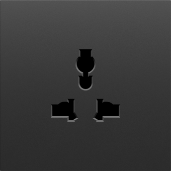 Накладка для розетки мультистандарт, со шторками 16A 250 В~, черный графит, серия S08