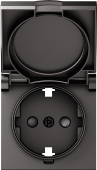 Накладка для розетки Schuko с заземлением, с крышкой, 16A 250 В~, матовый титан, серия A07