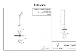 Люстра на штанге Maytoni DIA750-TT40-WG