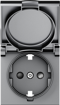 Накладка для розетки Schuko с заземлением, с крышкой, 16A 250 В~, матовый серый, серия A07