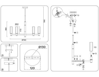 Люстра на штанге Ambrella Light LH55513