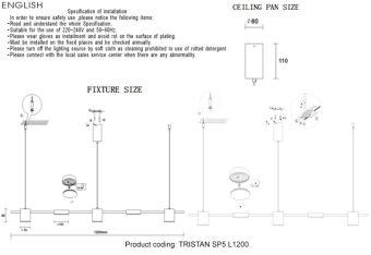 Подвесная люстра Crystal Lux TRISTAN SP5 L1200 BLACK
