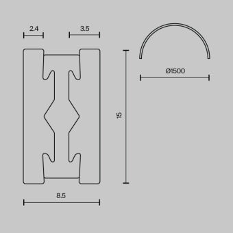 Шинопровод Maytoni Technical TRX154-2SR-D1500-B