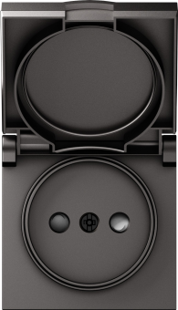 Накладка для розетки без заземления, с крышкой, 16A 250 В~, матовый титан, серия A07