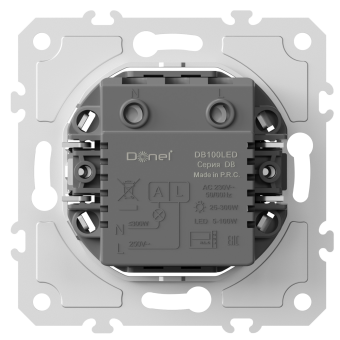 Светорегулятор поворотный Triac, LED 100 Вт (акт.нагрузка-макс. 300Вт), серия DB