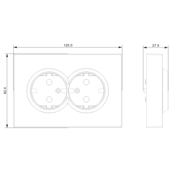 Накладка для розетки 2-й с заземлением, со шторками 16A 250 В~, сталь, серия S08