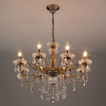 Подвесная люстра Eurosvet 3281/8 античная бронза/прозрачный хрусталь Strotsk
