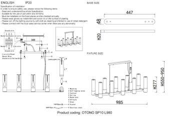 Подвесная люстра Crystal Lux OTONO SP10 L980 BLACK CHROMIUM/TRANSPARENTE