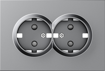 Накладка для розетки 2-й с заземлением, со шторками 16A 250 В~, матовый серый, серия A07