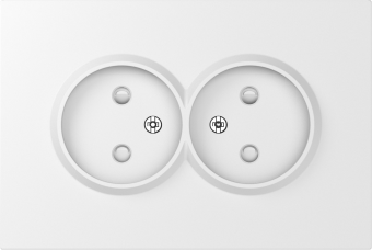 Накладка для розетки 2-й без заземления, со шторками 16A 250 В~, матовый белый, серия S08
