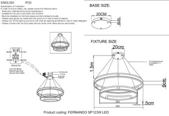 Каскадная люстра Crystal Lux FERNANDO SP123W LED BLACK/GOLD