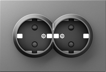 Накладка для розетки 2-й с заземлением, со шторками 16A 250 В~, сталь, серия A07