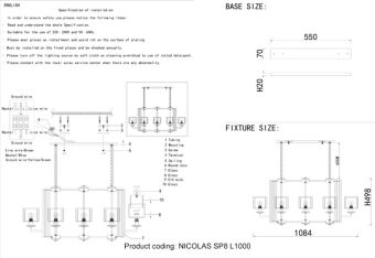 Подвесная люстра Crystal Lux NICOLAS SP8 L1000 NICKEL/WHITE