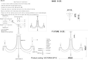 Подвесная люстра Crystal Lux VICTORIA SP10 GOLD/AMBER