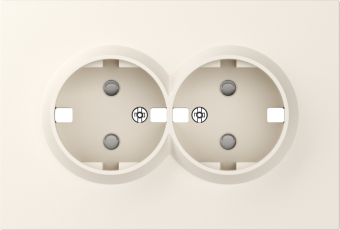Накладка для розетки 2-й с заземлением, со шторками 16A 250 В~, матовый кремовый, серия A07