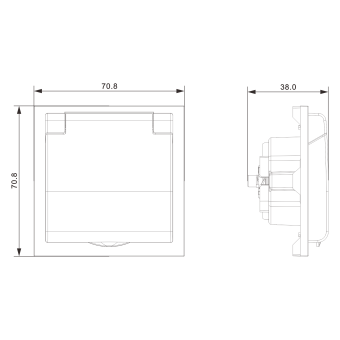 Накладка для розетки Schuko с заземлением, с крышкой, 16A 250 В~, шампань, серия S08