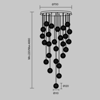 Каскадная люстра Maytoni MOD293PL-L140BS3K