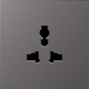 Накладка для розетки мультистандарт, со шторками 16A 250 В~, матовый титан, серия S08