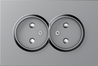 Накладка для розетки 2-й без заземления, со шторками 16A 250 В~, матовый серый, серия A07