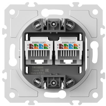 Механизм розетки RJ45 + RJ45 (двойная) cat.6/ClassE-8/8, серия DB