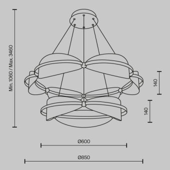 Каскадная люстра Maytoni MOD281PL-L80BS3K