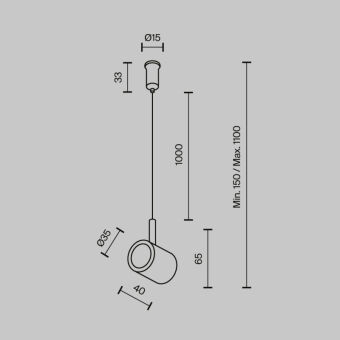 Подвесной комплект Maytoni Technical TRA154CSW-1PT