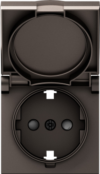 Накладка для розетки Schuko с заземлением, с крышкой, 16A 250 В~, мокко, серия A07