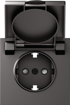 Накладка для розетки Schuko с заземлением, с крышкой, 16A 250 В~, матовый титан, серия S08