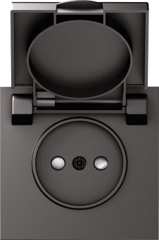 Накладка для розетки без заземления, с крышкой, 16A 250 В~, матовый титан, серия S08