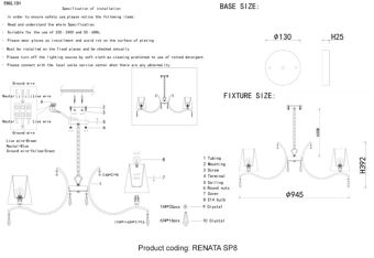 Подвесная люстра Crystal Lux RENATA SP8 GOLD